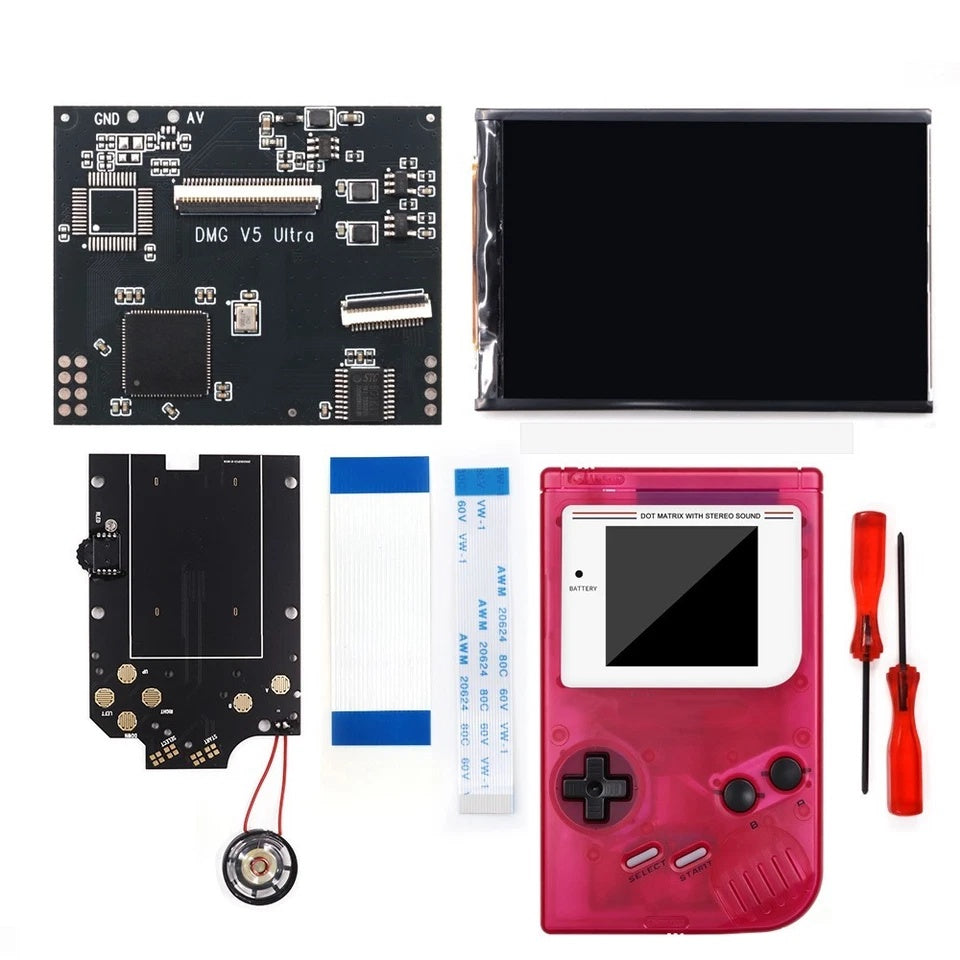 Colorful Lens Screen For GBO Ultra 36 Colors Changing RIPS Backlight Backlit LCD OSD FRM Screen Kits Replacement For GB DMG with Pre-cut shell