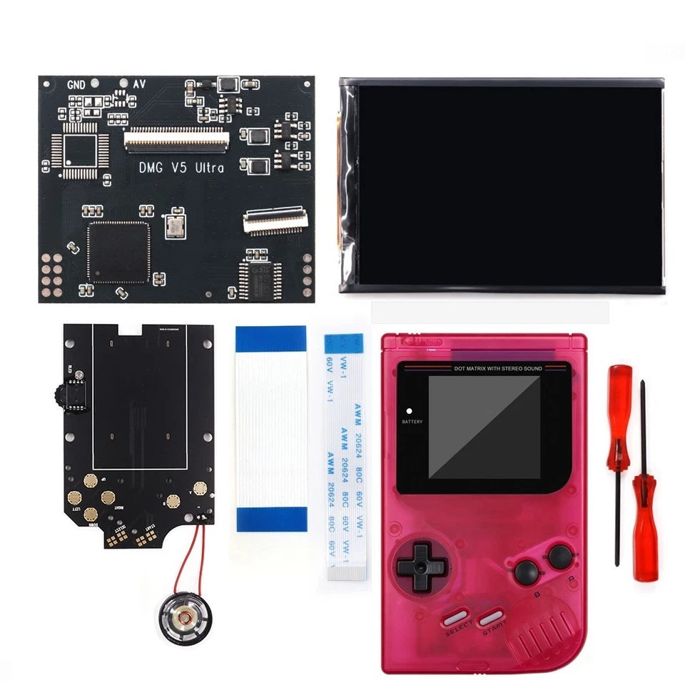 Colorful Lens Screen For GBO Ultra 36 Colors Changing RIPS Backlight Backlit LCD OSD FRM Screen Kits Replacement For GB DMG with Pre-cut shell