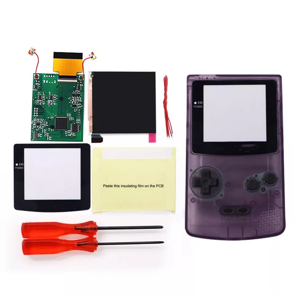 32 LOGO Color Changeable Q5 IPS For GBC Compatible with GAMEBOY COLOR Console Replacement Screen LCD Mod Kits Shell Hollow Len