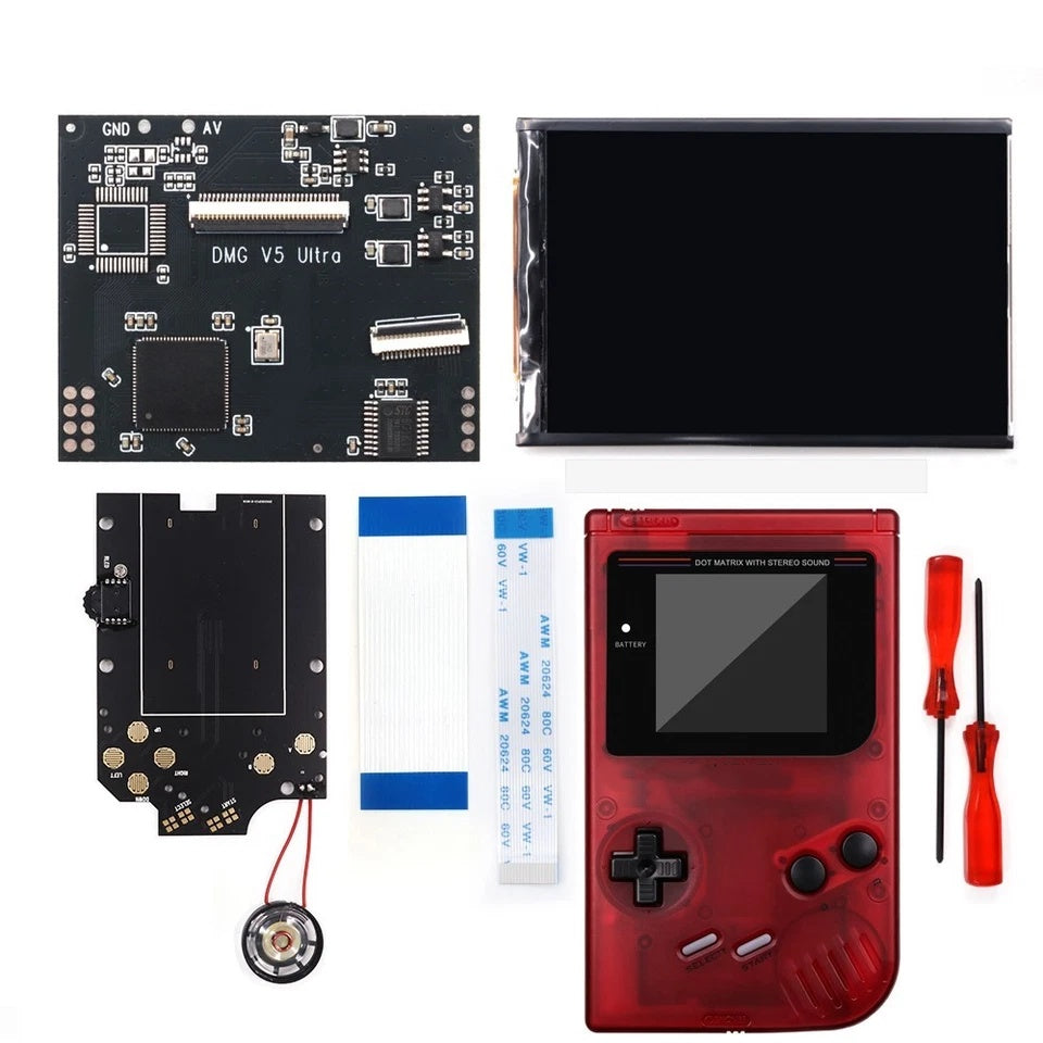 Colorful Lens Screen For GBO Ultra 36 Colors Changing RIPS Backlight Backlit LCD OSD FRM Screen Kits Replacement For GB DMG with Pre-cut shell