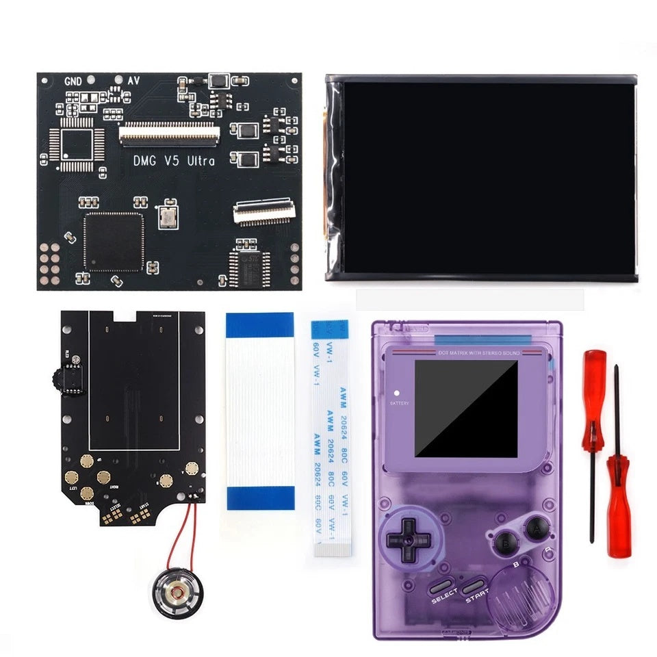 Colorful Lens Screen For GBO Ultra 36 Colors Changing RIPS Backlight Backlit LCD OSD FRM Screen Kits Replacement For GB DMG with Pre-cut shell