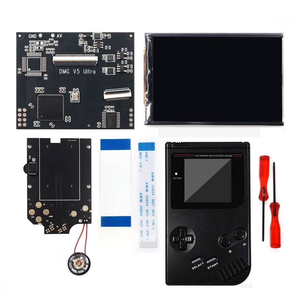 Colorful Lens Screen For GBO Ultra 36 Colors Changing RIPS Backlight Backlit LCD OSD FRM Screen Kits Replacement For GB DMG with Pre-cut shell
