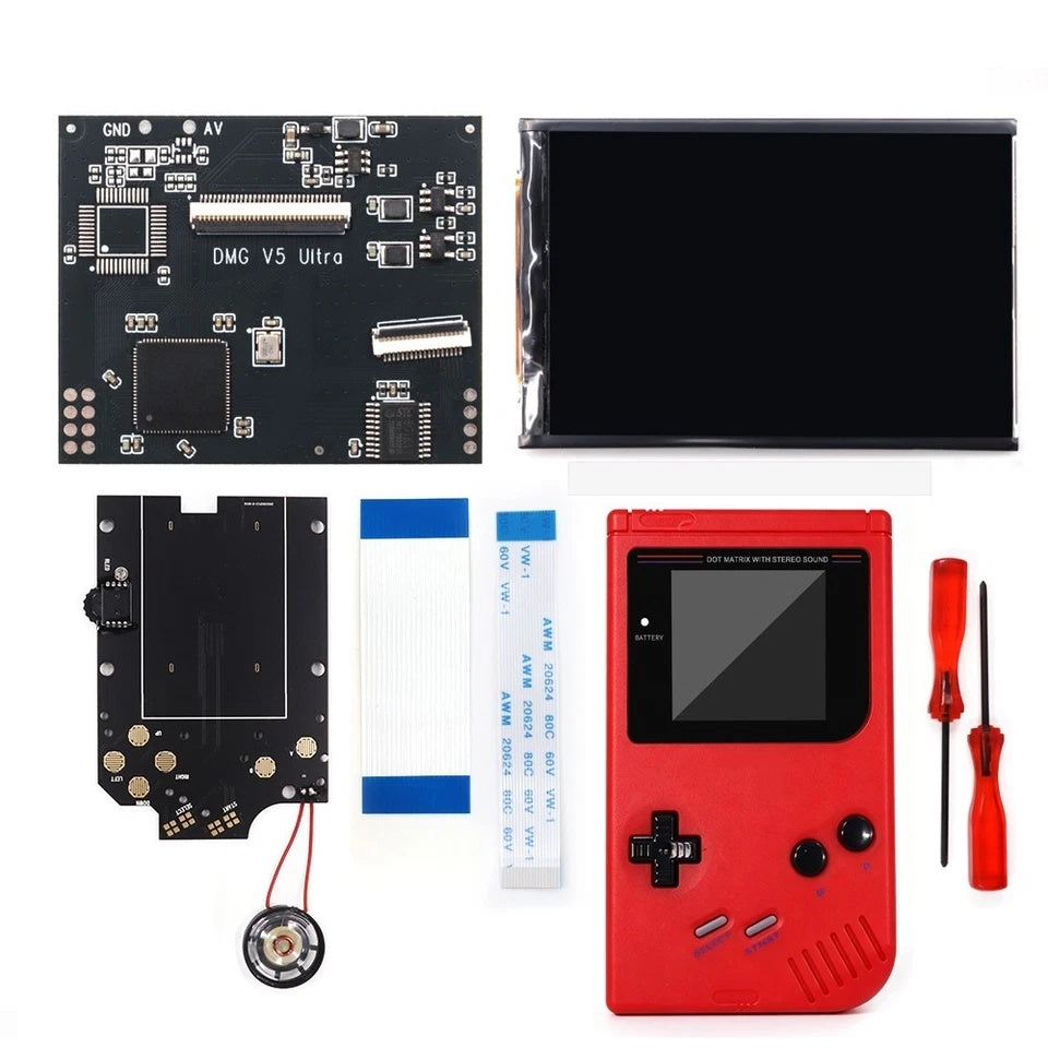 Colorful Lens Screen For GBO Ultra 36 Colors Changing RIPS Backlight Backlit LCD OSD FRM Screen Kits Replacement For GB DMG with Pre-cut shell
