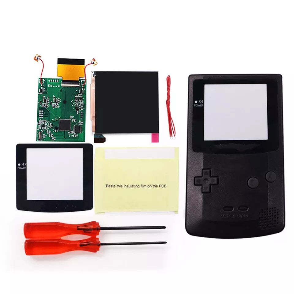 32 LOGO Color Changeable Q5 IPS For GBC Compatible with GAMEBOY COLOR Console Replacement Screen LCD Mod Kits Shell Hollow Len
